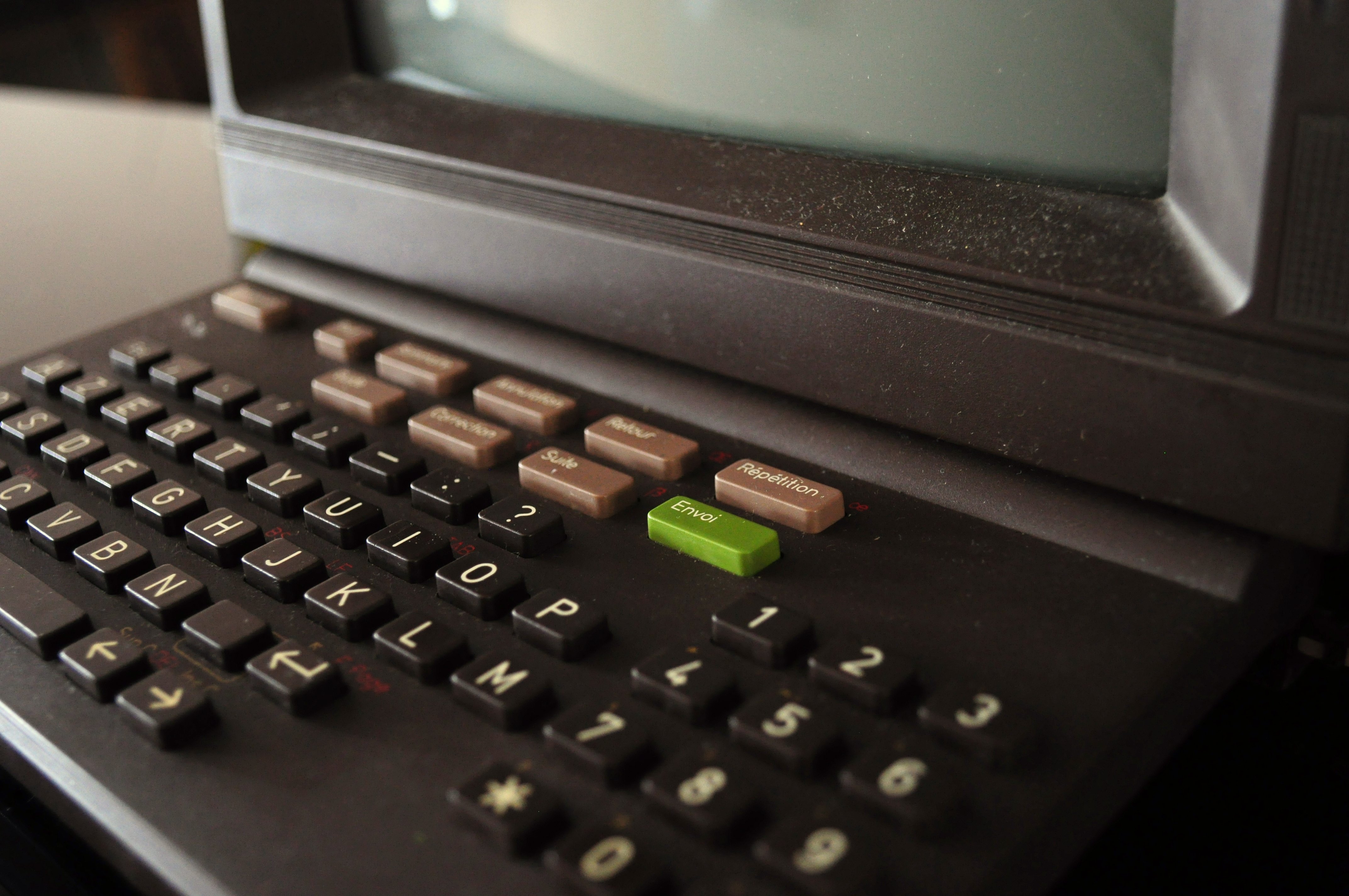 image of minitel computer zoomed in on keyboard